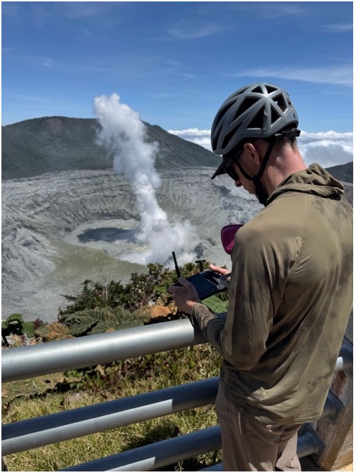 Nowicki piloting a drone from the Mirador. Photo: Einat Lev