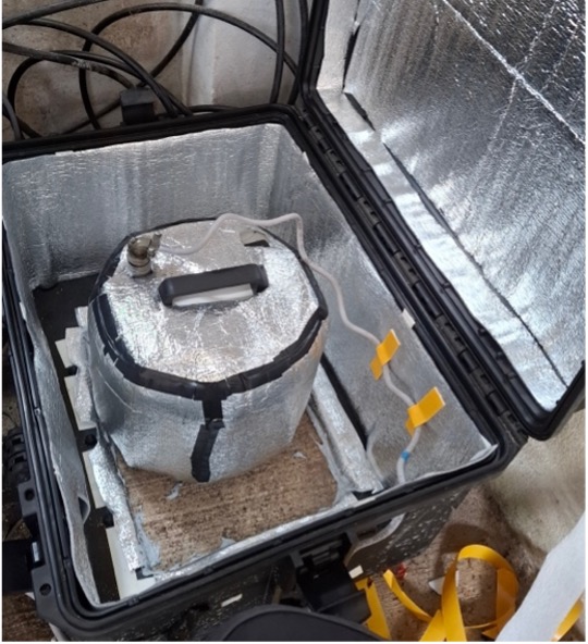 The Wee-g sensor in situ with new thermal insulation. Photo: Elizabeth Passey