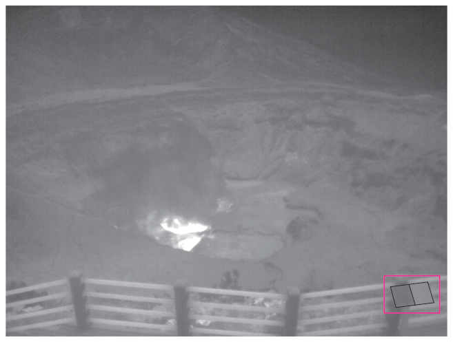 Image from the IR camera, with the new calibration plates highlighted. Image captured May 23, 2025, at 16:49 UTC.